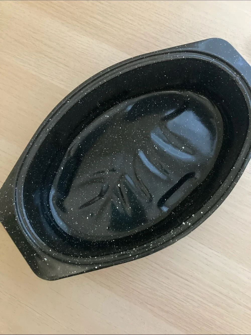 Vintage Black Speckled Roaster Pan with Lid - Brand Unspecified